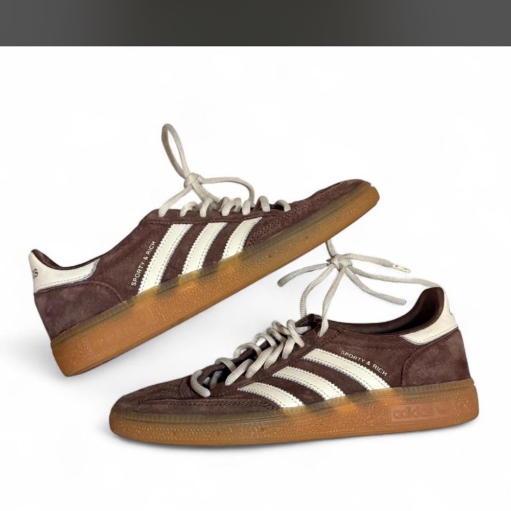 adidas x Sporty & Rich Suede Low-Top Sneakers in Brown & White - Picture 2 of 3